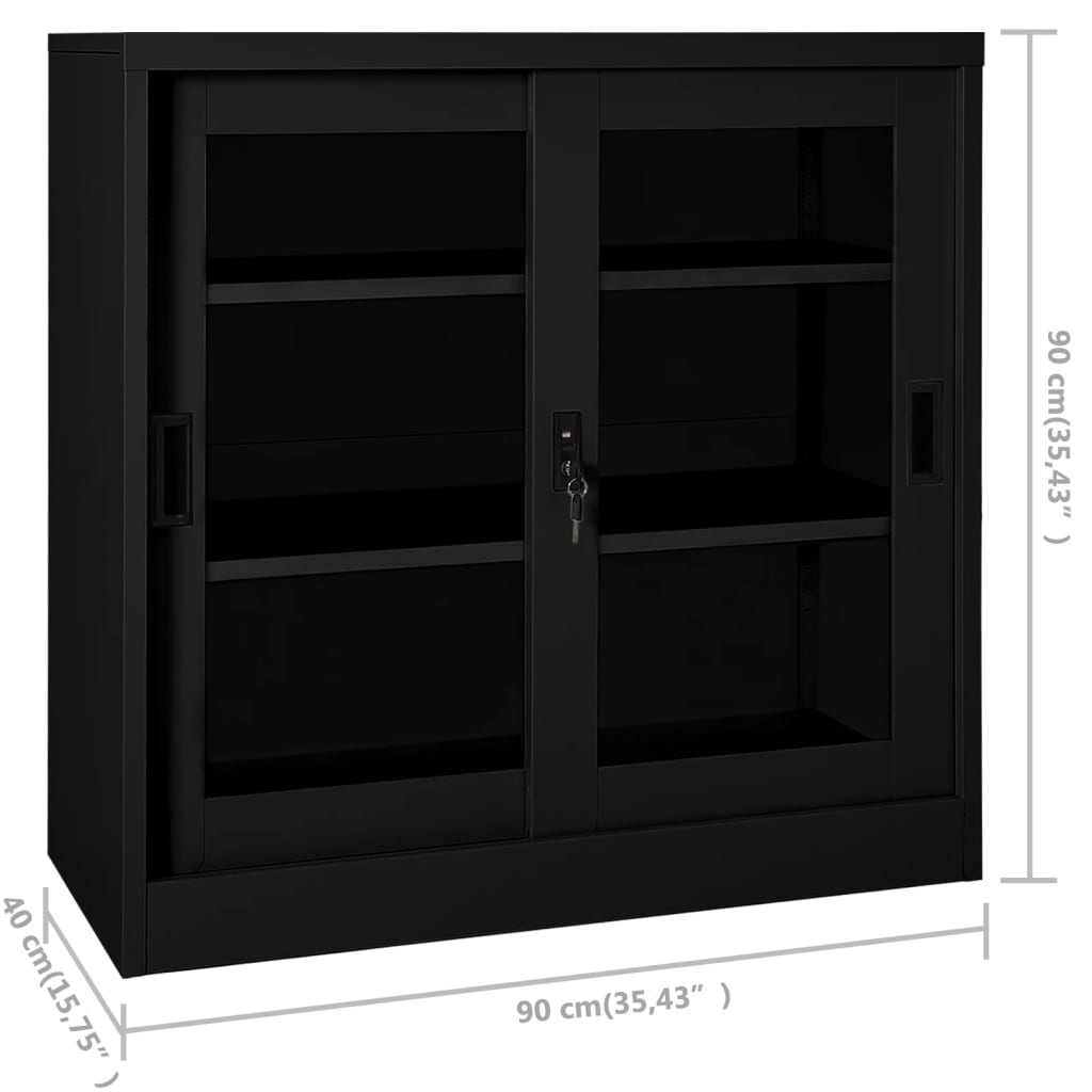vidaXL Szafka z drzwiczkami przesuwnymi, czarna, 90x40x90 cm, stalowa