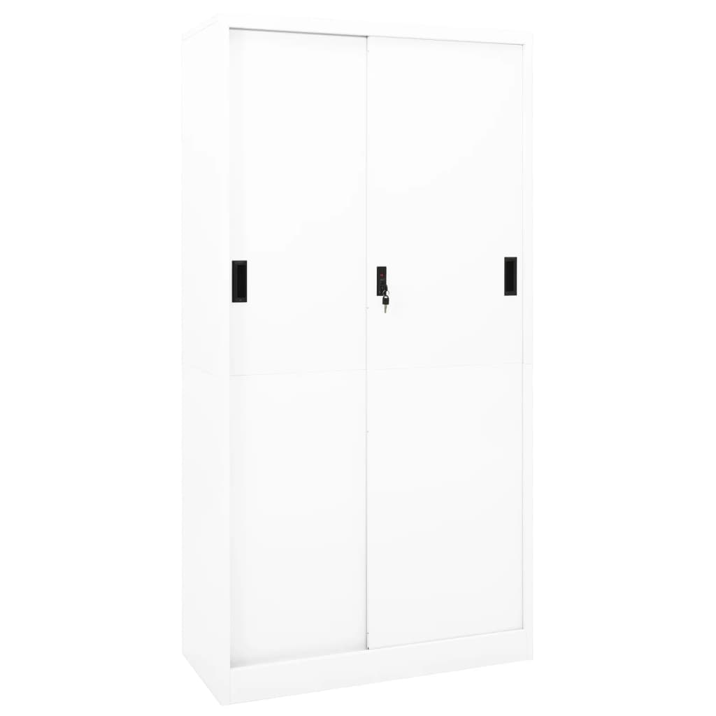 vidaXL Szafa biurowa z przesuwnymi drzwiami, biała, 90x40x180 cm