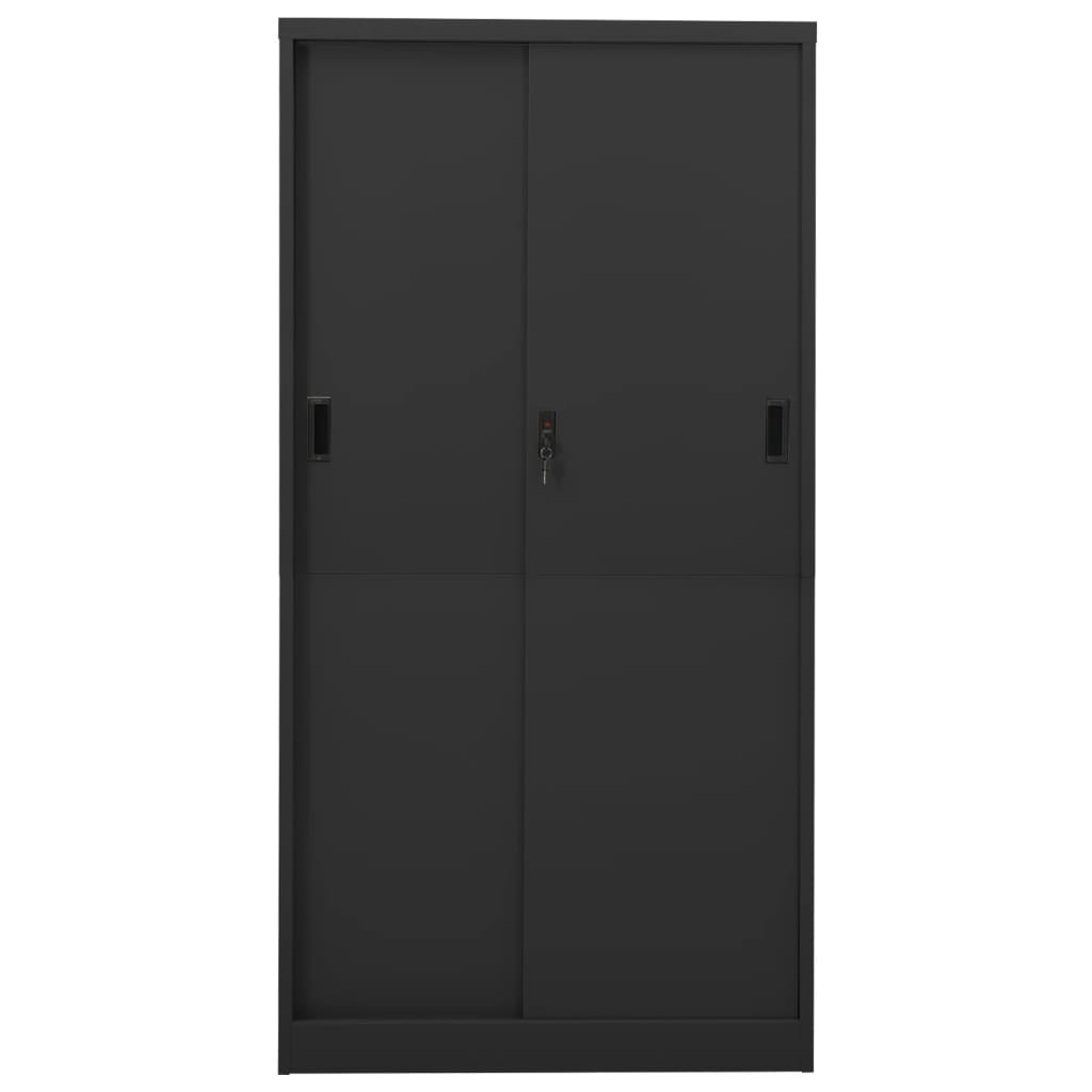 vidaXL Szafa biurowa z przesuwnymi drzwiami, antracytowe, 90x40x180 cm