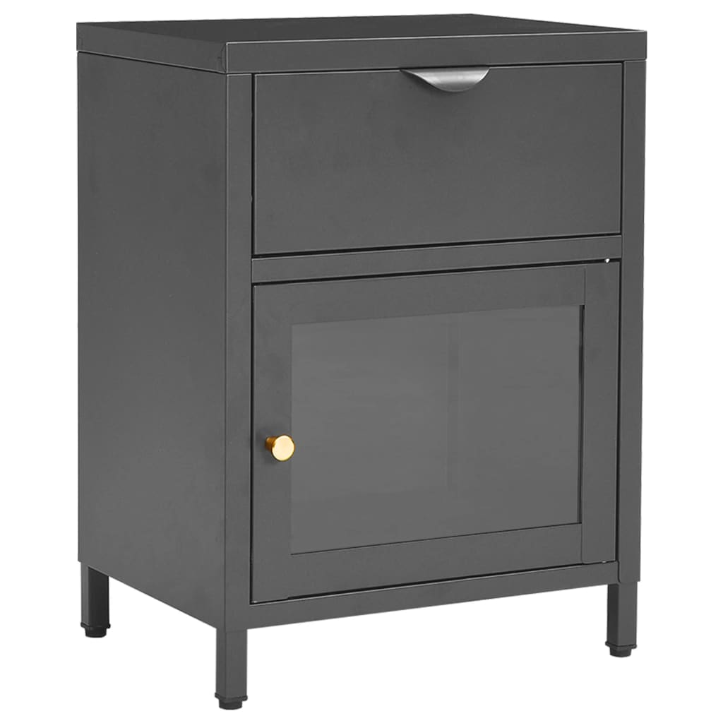 vidaXL Szafka nocna, antracytowa, 40x30x54,5 cm, stal i szkło