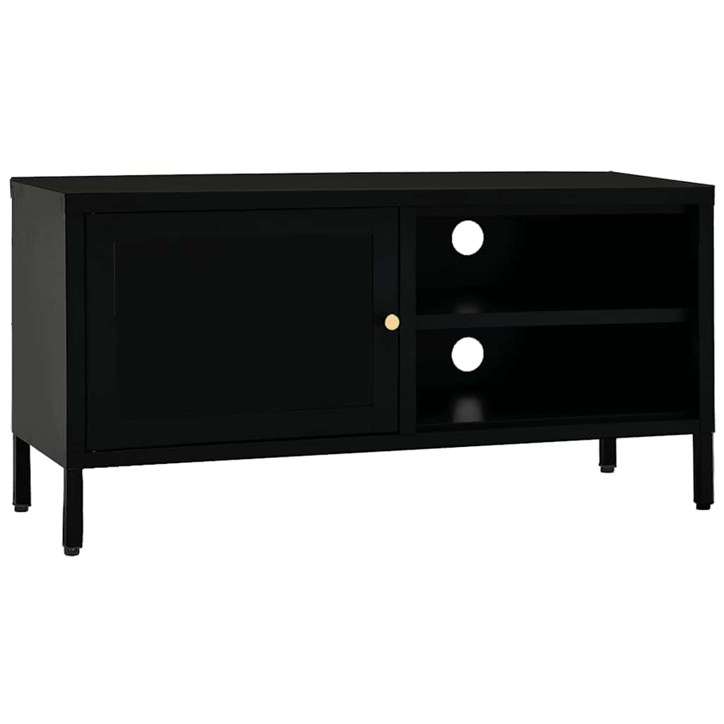 vidaXL Szafka pod telewizor, czarna, 90x30x44 cm, stal i szkło