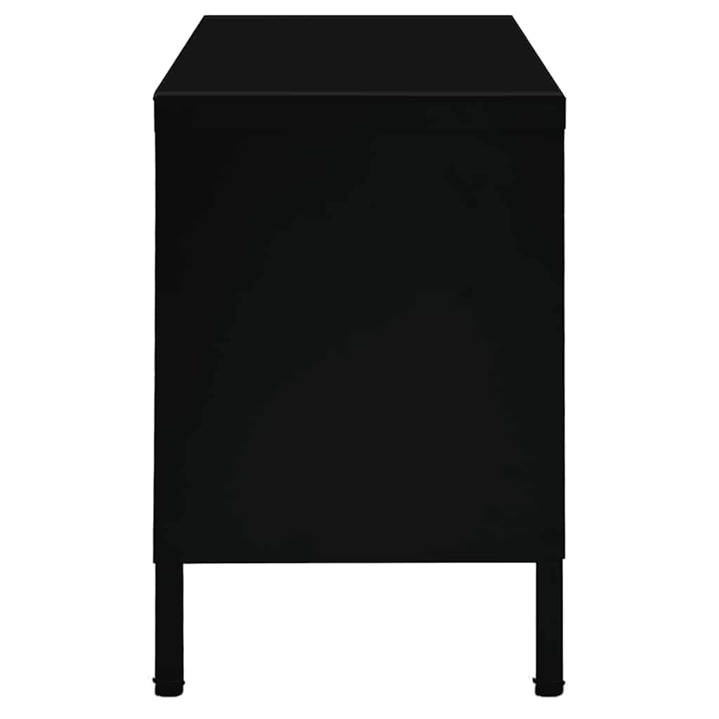 vidaXL Szafka pod telewizor, czarna, 90x30x44 cm, stal i szkło