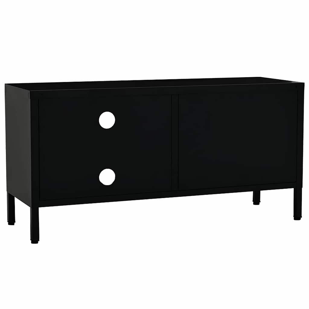 vidaXL Szafka pod telewizor, czarna, 90x30x44 cm, stal i szkło