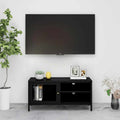 vidaXL Szafka pod telewizor, czarna, 90x30x44 cm, stal i szkło