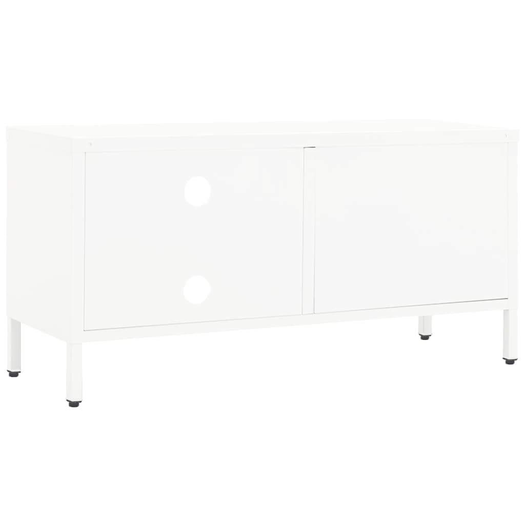 vidaXL Szafka pod telewizor, biała, 90x30x44 cm, stal i szkło