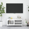 vidaXL Szafka pod telewizor, biała, 90x30x44 cm, stal i szkło