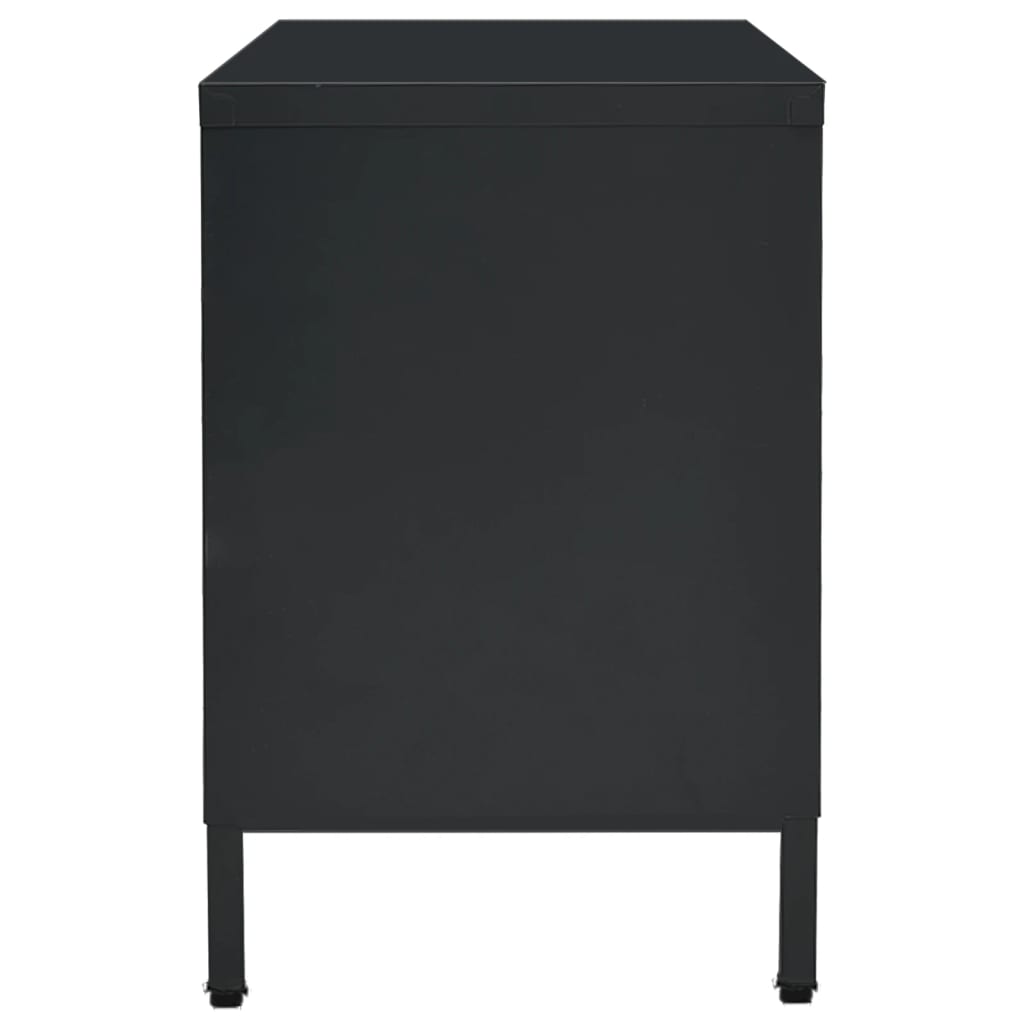 vidaXL Szafka pod telewizor, czarna, 105x35x52 cm, stal i szkło