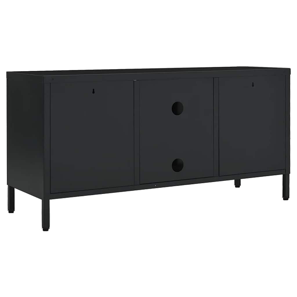 vidaXL Szafka pod telewizor, czarna, 105x35x52 cm, stal i szkło