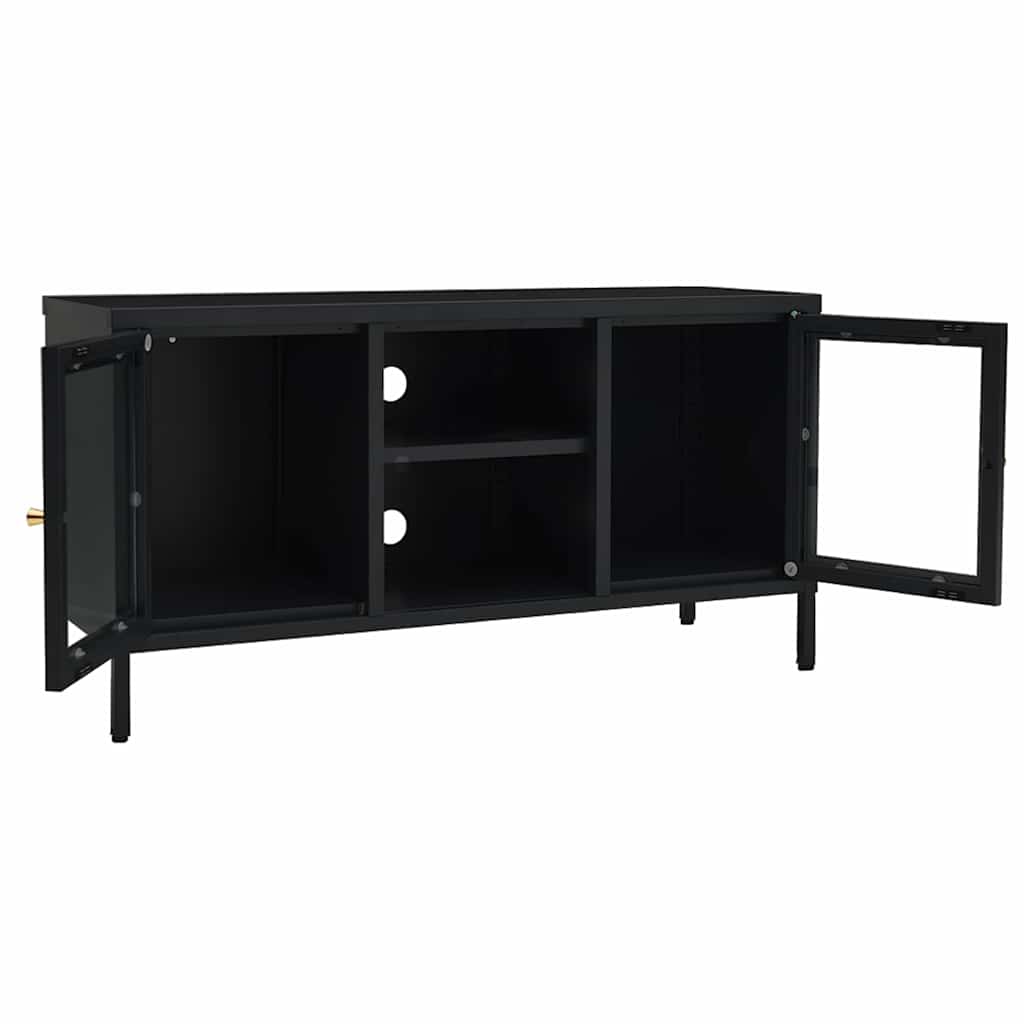vidaXL Szafka pod telewizor, czarna, 105x35x52 cm, stal i szkło