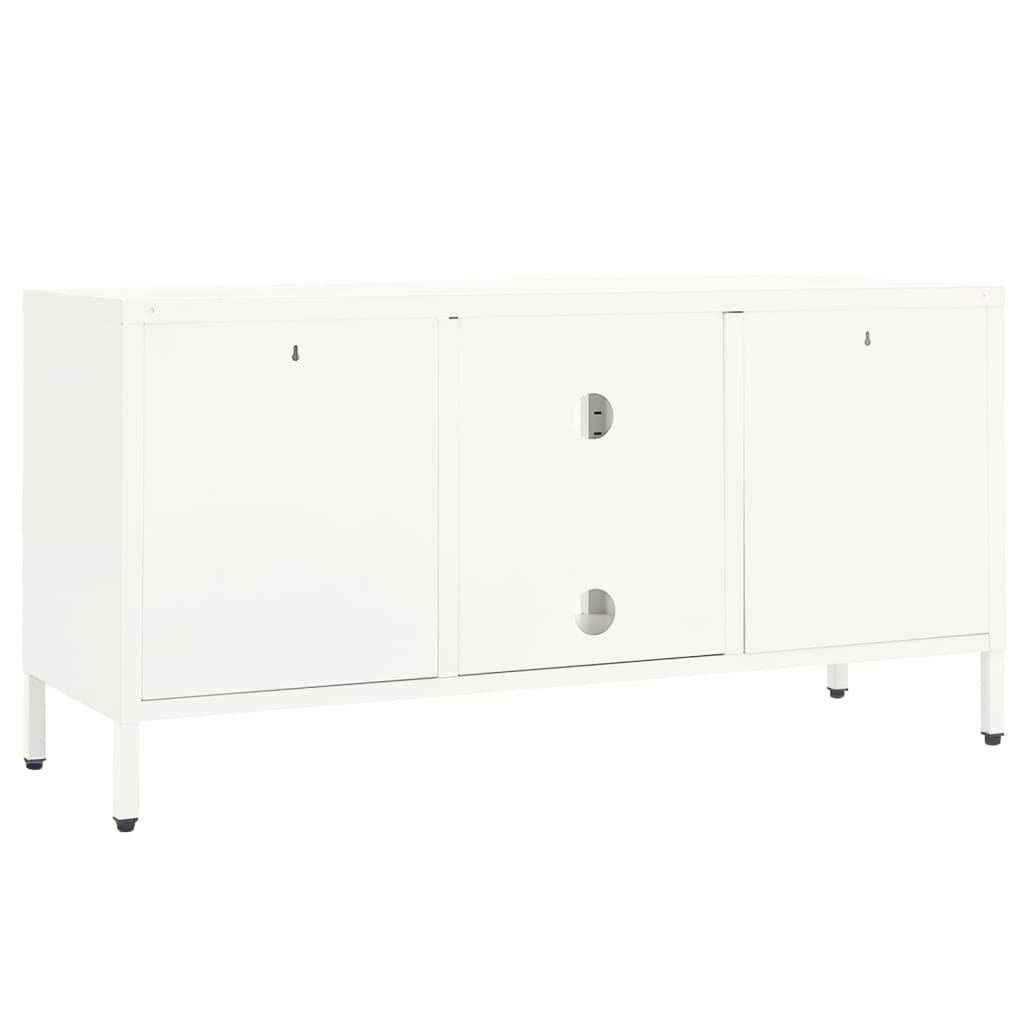 vidaXL Szafka pod telewizor, biała, 105x35x52 cm, stal i szkło