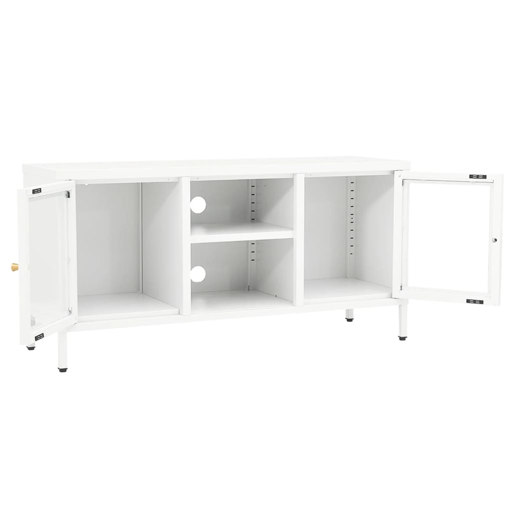 vidaXL Szafka pod telewizor, biała, 105x35x52 cm, stal i szkło