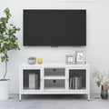 vidaXL Szafka pod telewizor, biała, 105x35x52 cm, stal i szkło