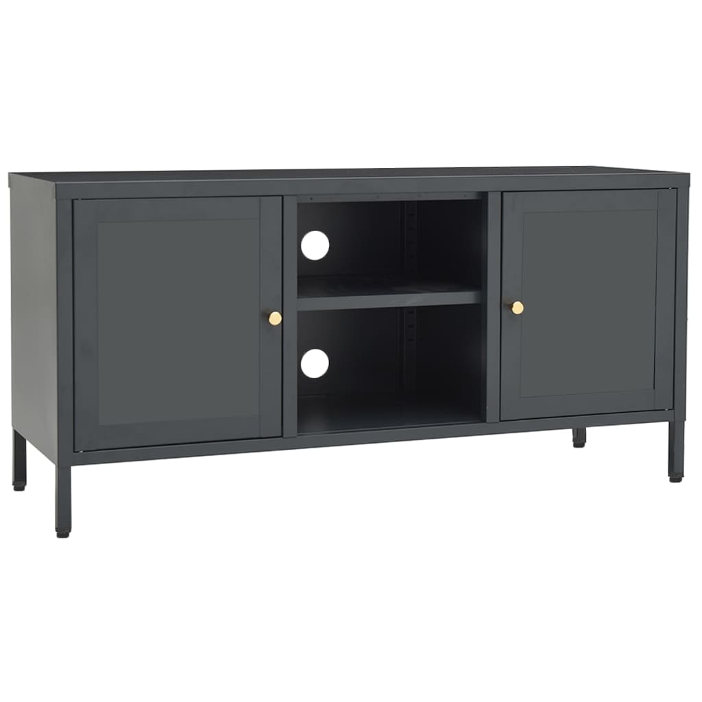 vidaXL Szafka pod telewizor, antracytowa, 105x35x52 cm, stal i szkło