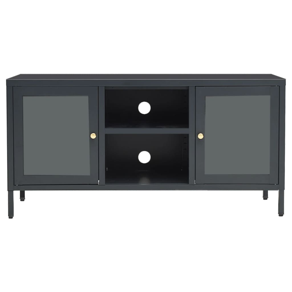 vidaXL Szafka pod telewizor, antracytowa, 105x35x52 cm, stal i szkło