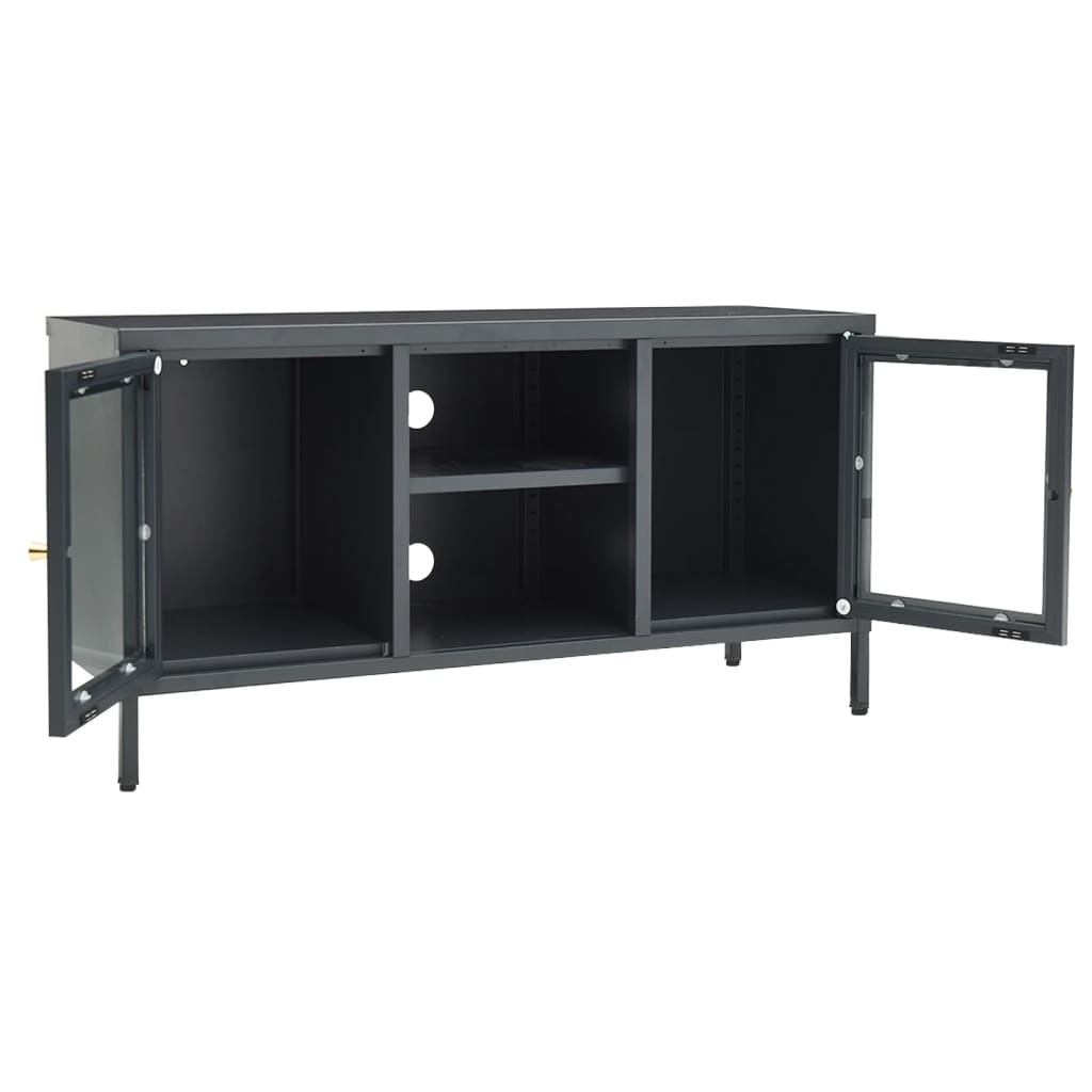 vidaXL Szafka pod telewizor, antracytowa, 105x35x52 cm, stal i szkło