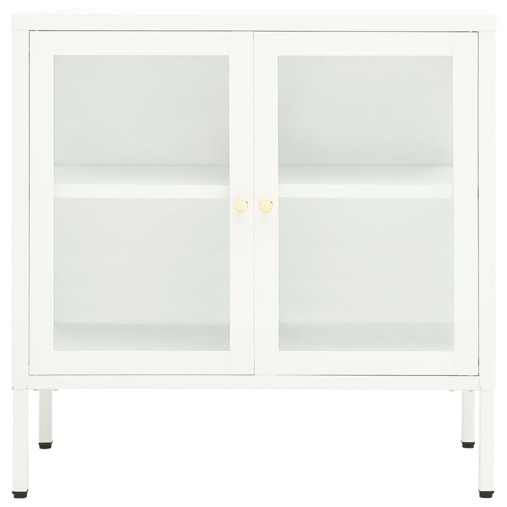 vidaXL Szafka boczna, biała, 70x35x70 cm, stal i szkło