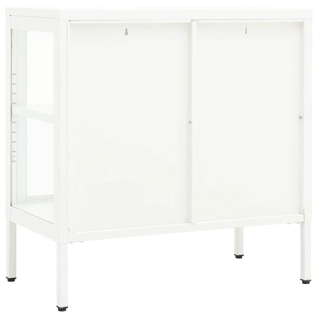 vidaXL Szafka boczna, biała, 70x35x70 cm, stal i szkło
