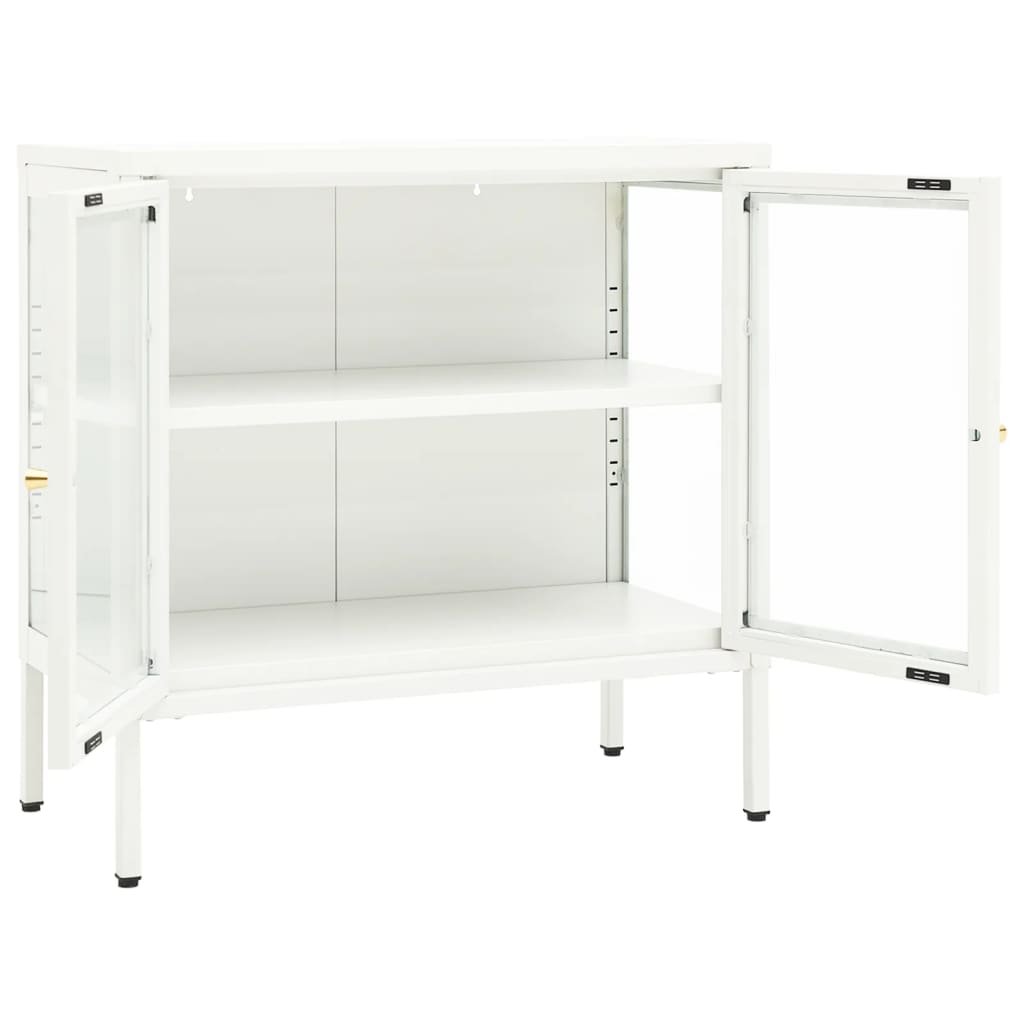 vidaXL Szafka boczna, biała, 70x35x70 cm, stal i szkło