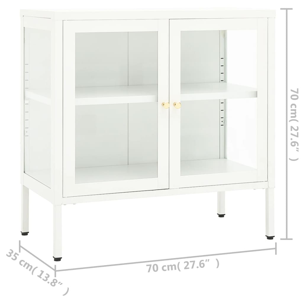 vidaXL Szafka boczna, biała, 70x35x70 cm, stal i szkło