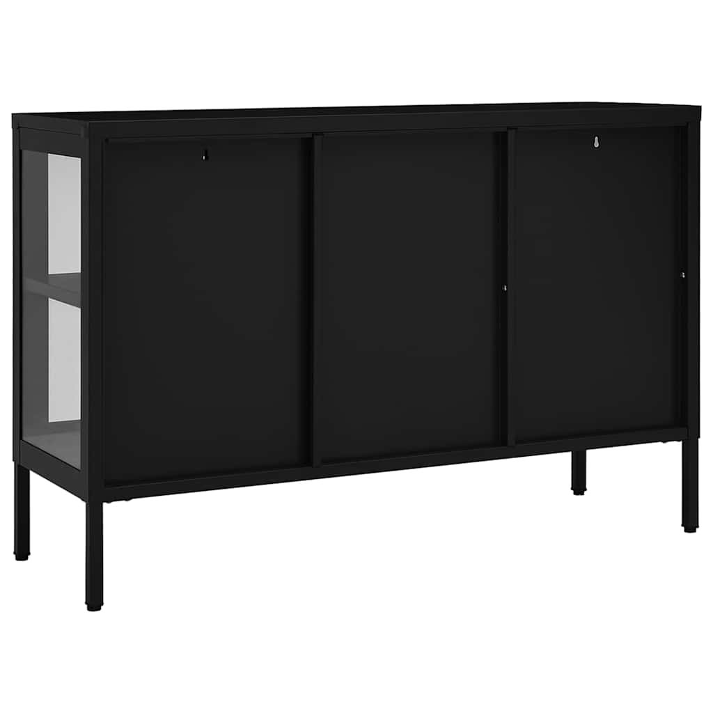 vidaXL Szafka boczna, czarna, 105x35x70 cm, stal i szkło
