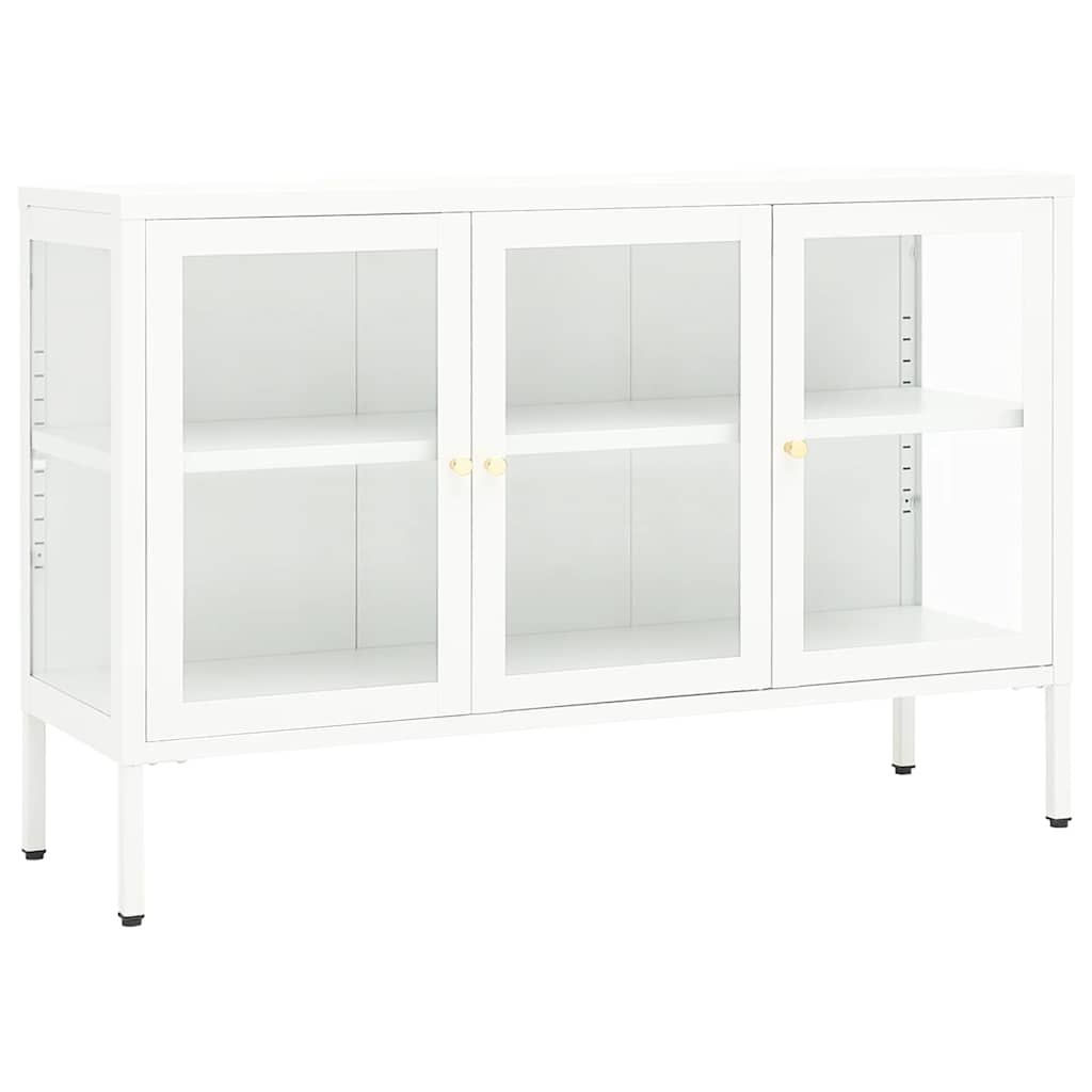 vidaXL Szafka boczna, biała, 105x35x70 cm, stal i szkło