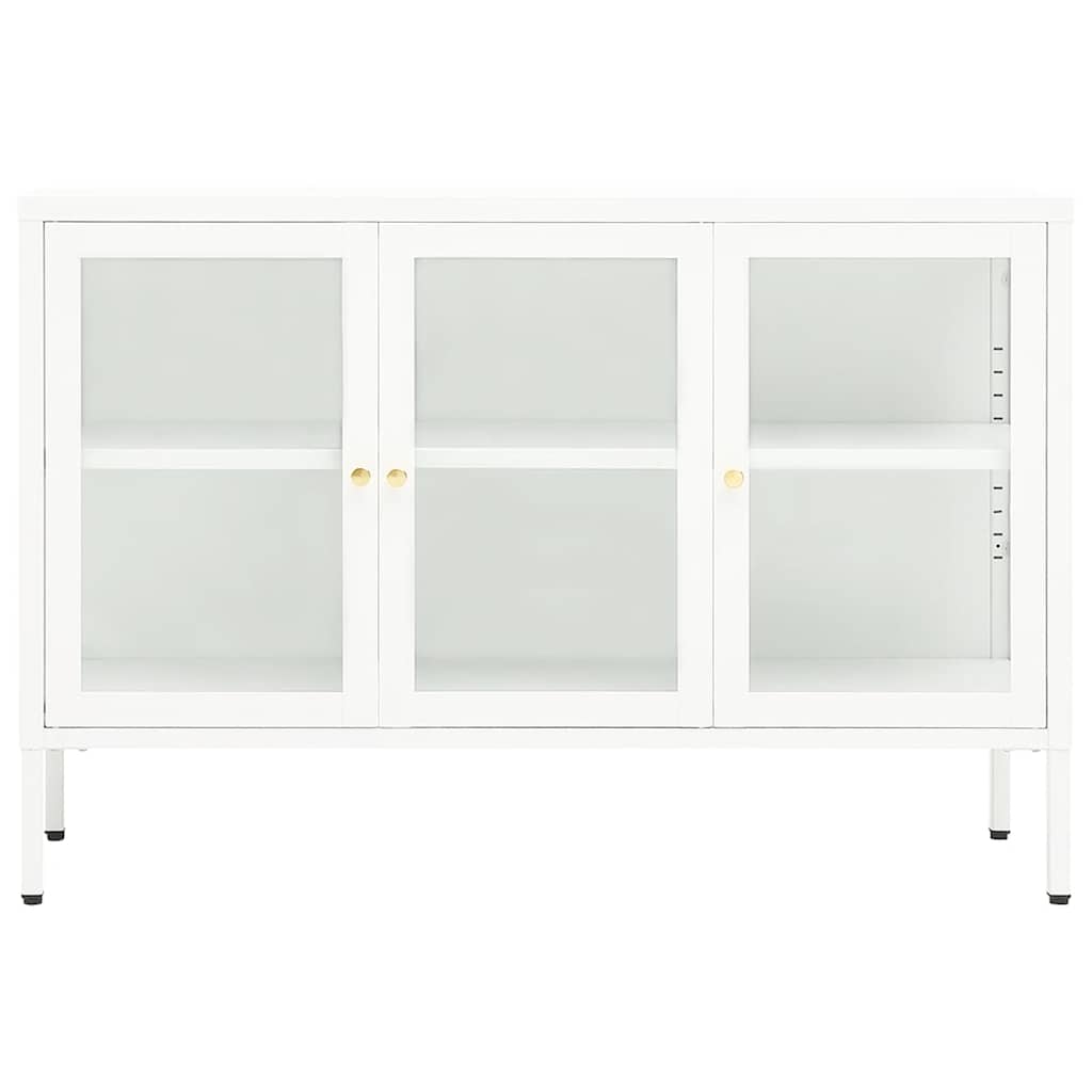 vidaXL Szafka boczna, biała, 105x35x70 cm, stal i szkło
