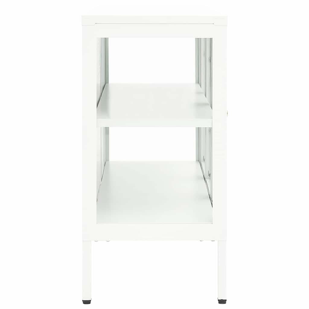 vidaXL Szafka boczna, biała, 105x35x70 cm, stal i szkło