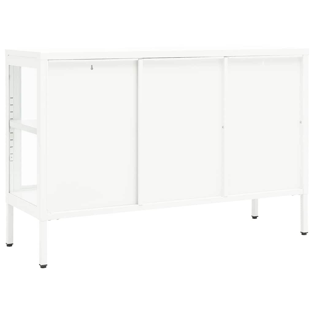 vidaXL Szafka boczna, biała, 105x35x70 cm, stal i szkło