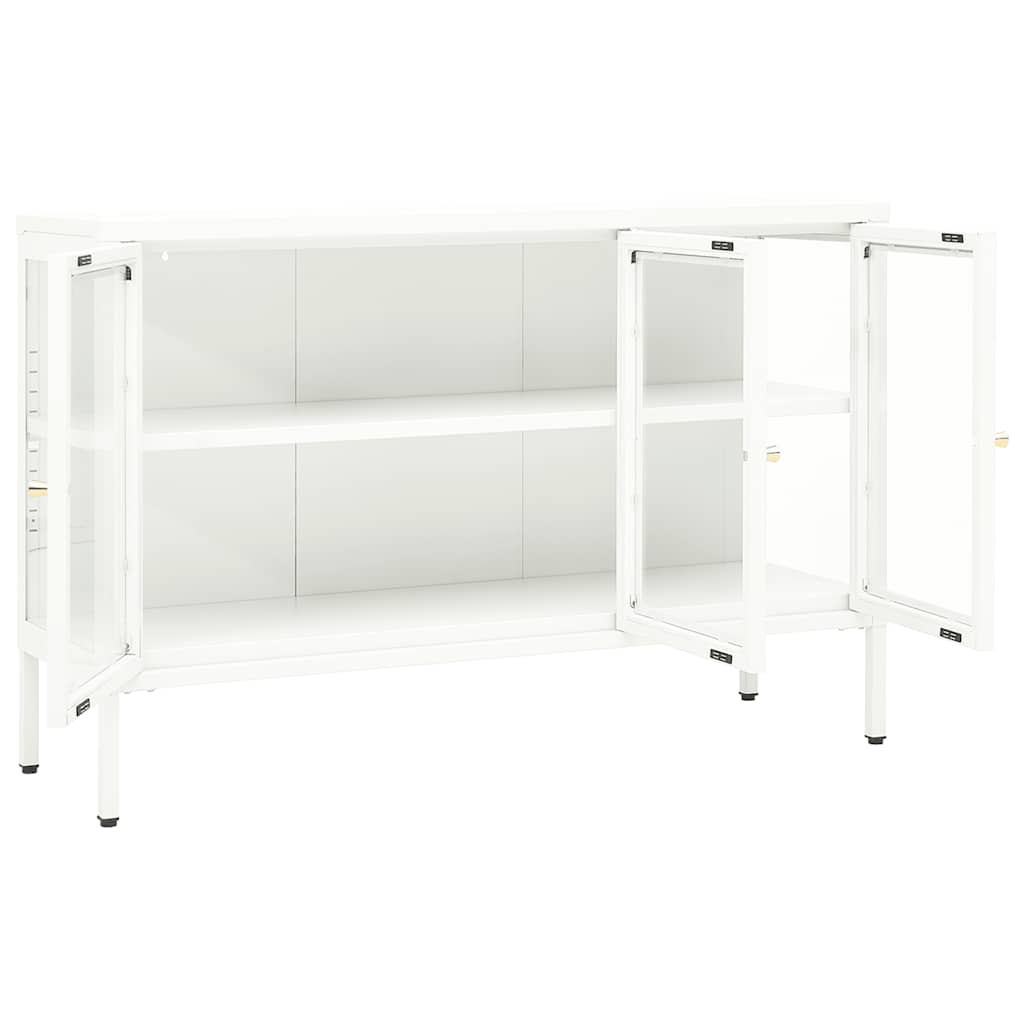 vidaXL Szafka boczna, biała, 105x35x70 cm, stal i szkło