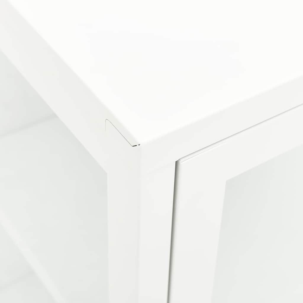 vidaXL Szafka boczna, biała, 105x35x70 cm, stal i szkło
