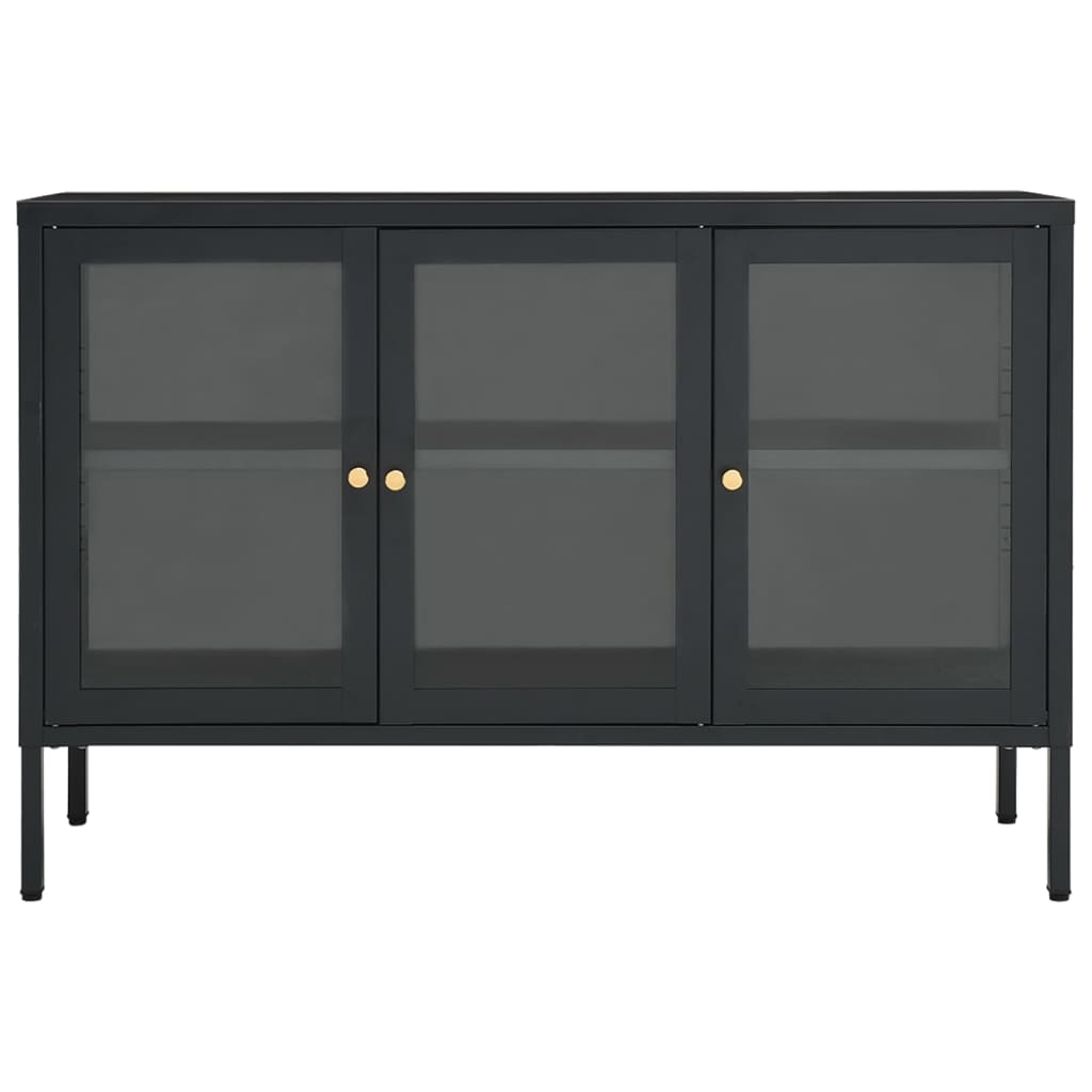 vidaXL Szafka boczna, antracytowa, 105x35x70 cm, stal i szkło
