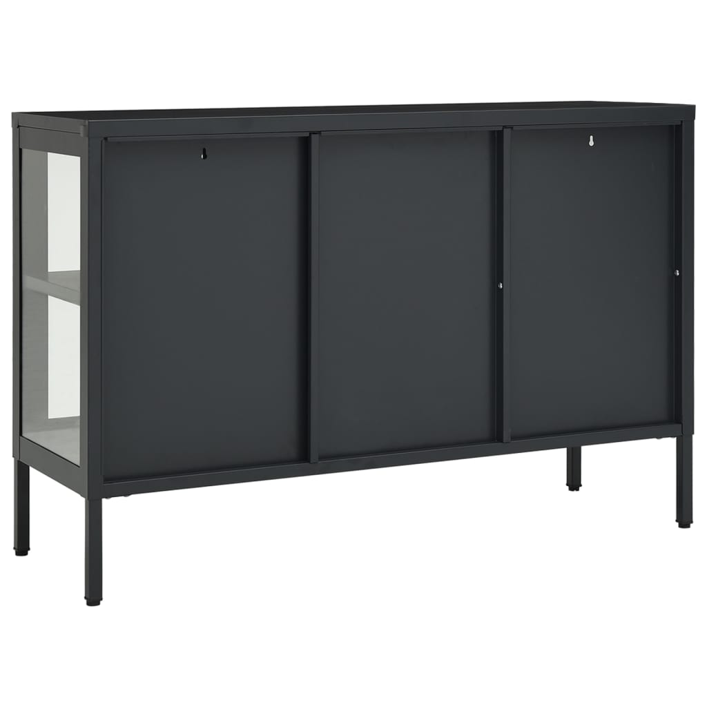 vidaXL Szafka boczna, antracytowa, 105x35x70 cm, stal i szkło