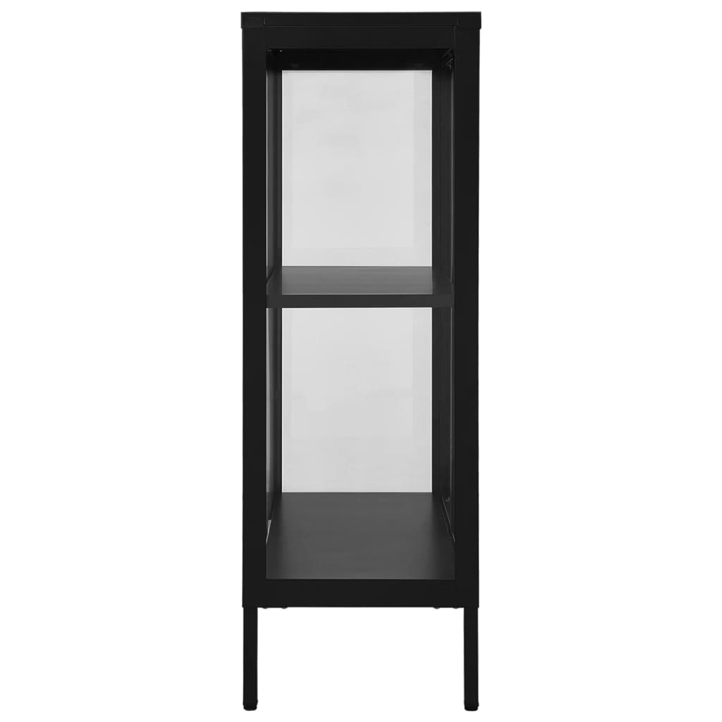 vidaXL Szafka boczna, czarna, 75x35x105 cm, stal i szkło