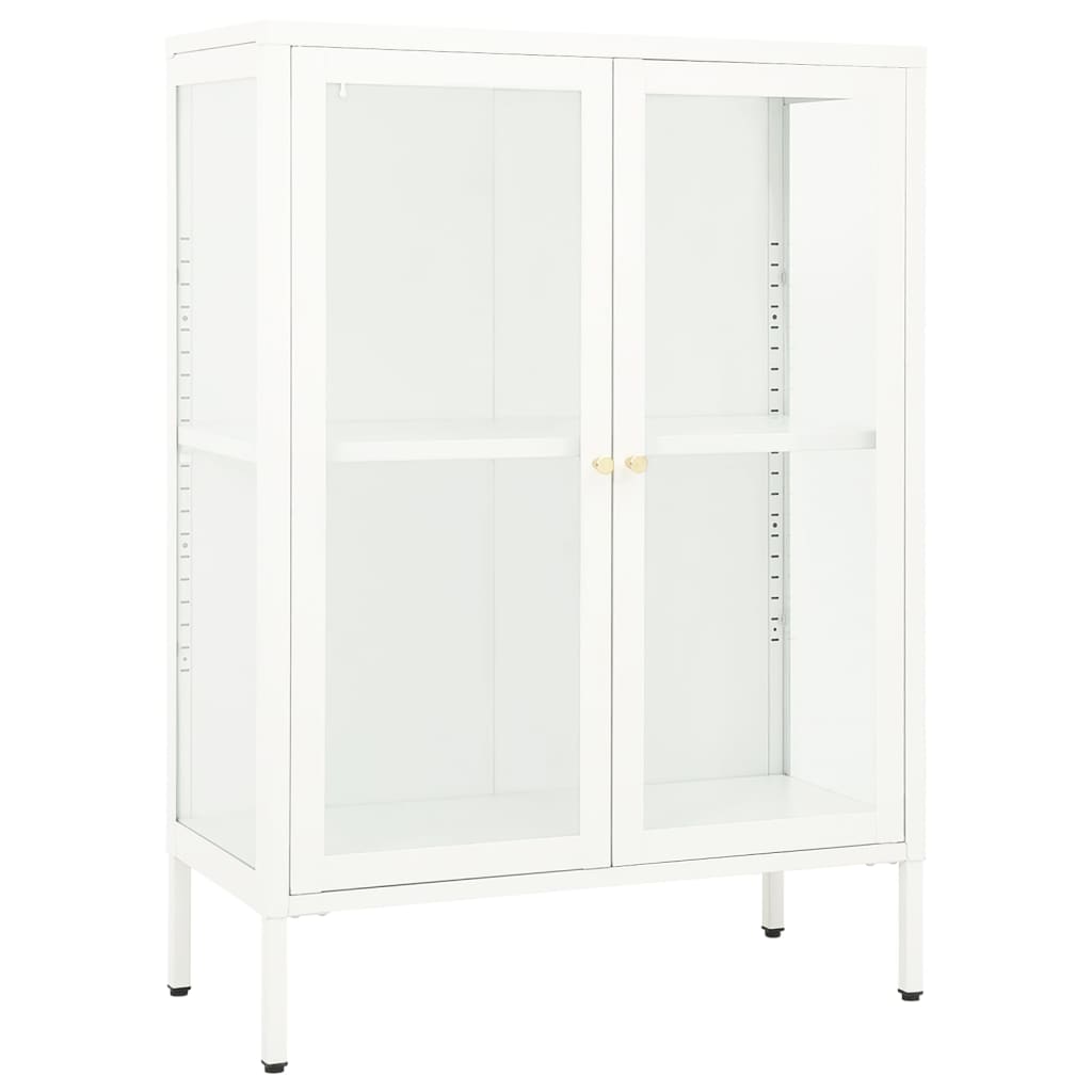 vidaXL Szafka boczna, biała, 75x35x105 cm, stal i szkło