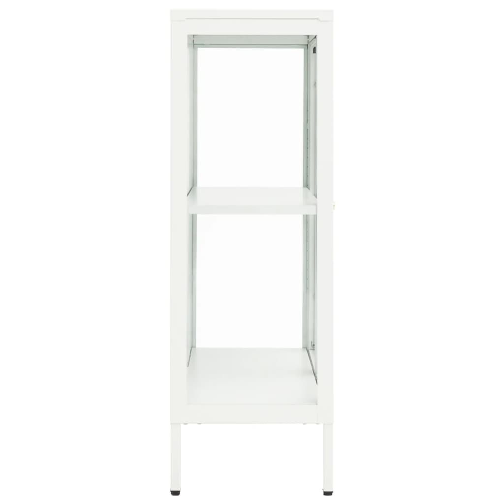 vidaXL Szafka boczna, biała, 75x35x105 cm, stal i szkło
