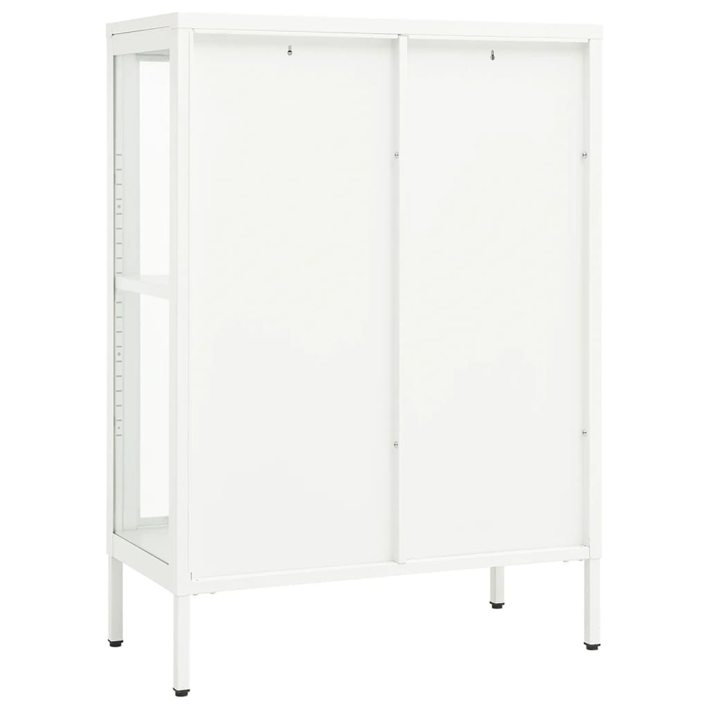 vidaXL Szafka boczna, biała, 75x35x105 cm, stal i szkło