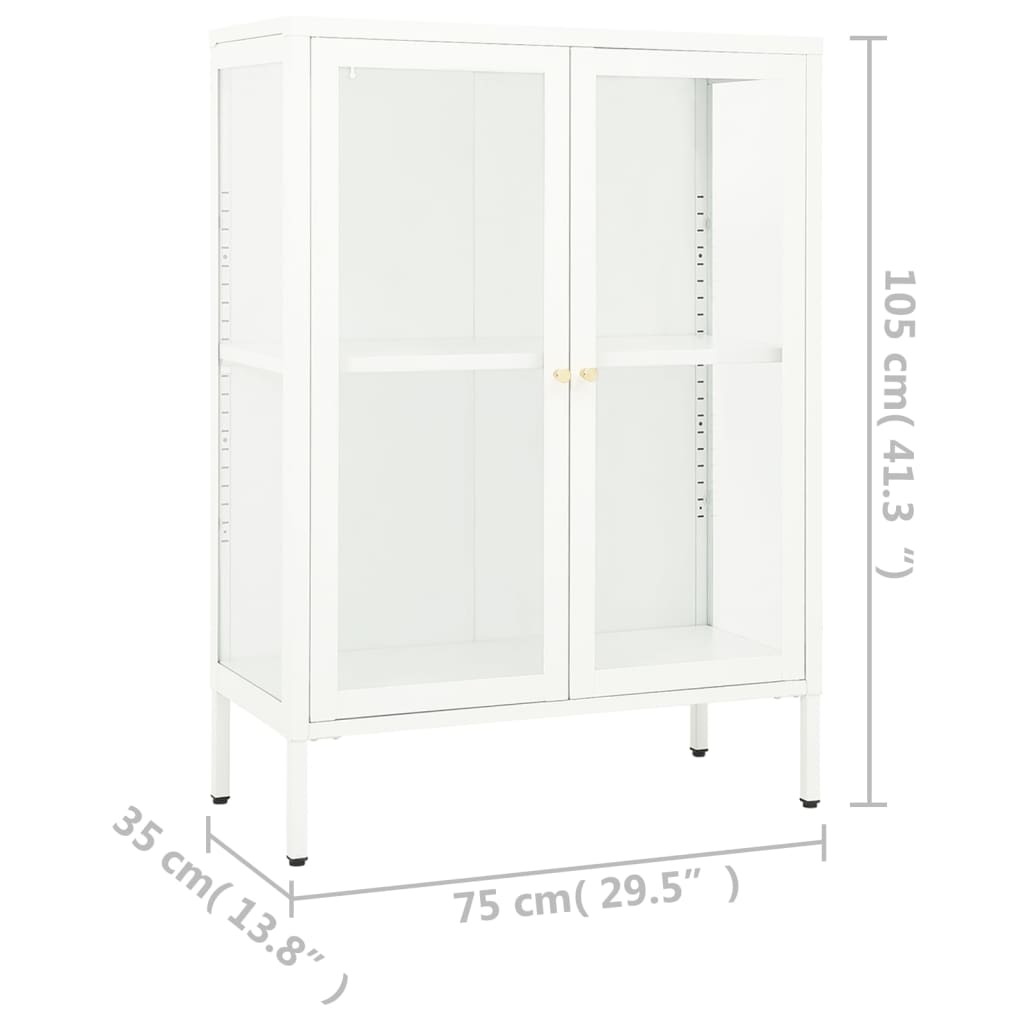 vidaXL Szafka boczna, biała, 75x35x105 cm, stal i szkło