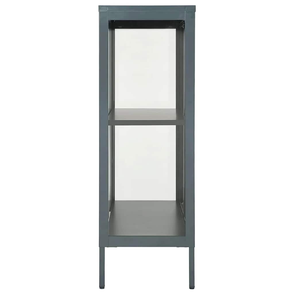 vidaXL Szafka boczna, antracytowa, 75x35x105 cm, stal i szkło