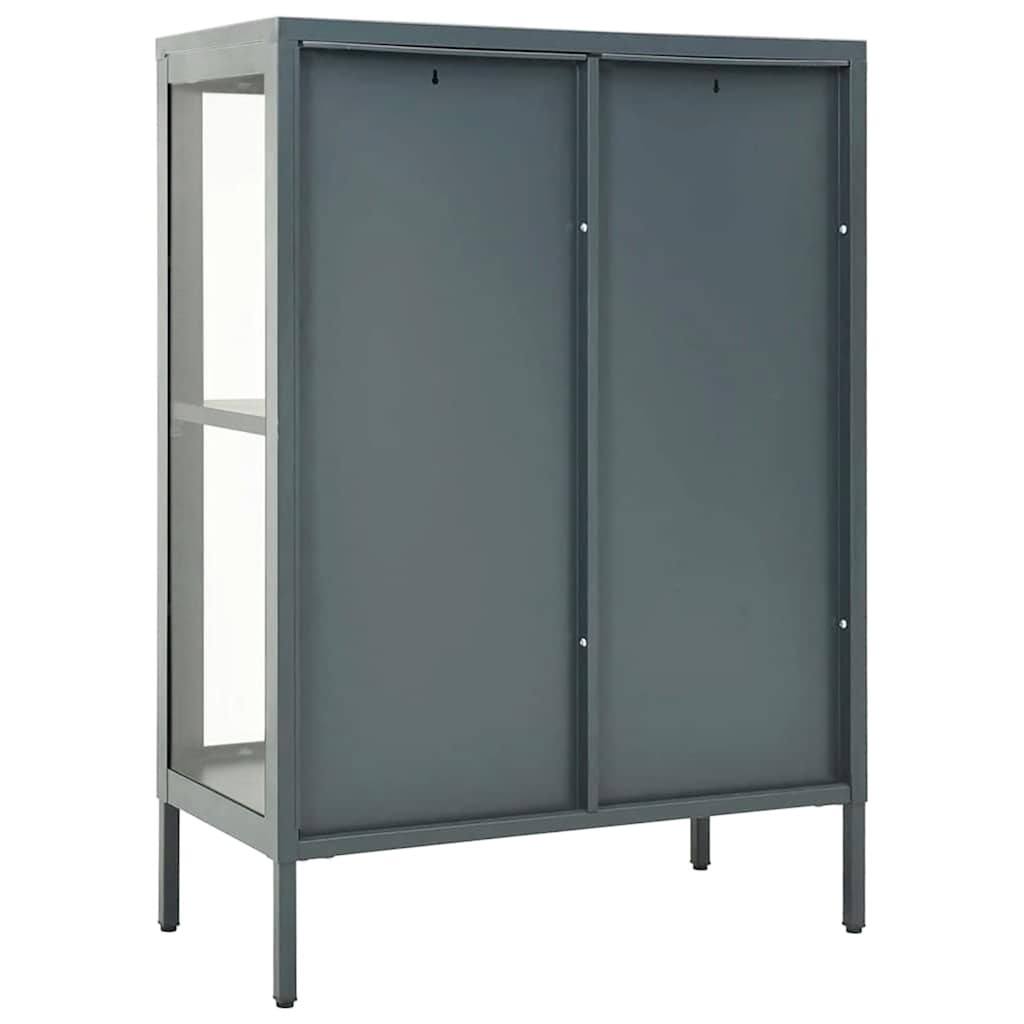 vidaXL Szafka boczna, antracytowa, 75x35x105 cm, stal i szkło