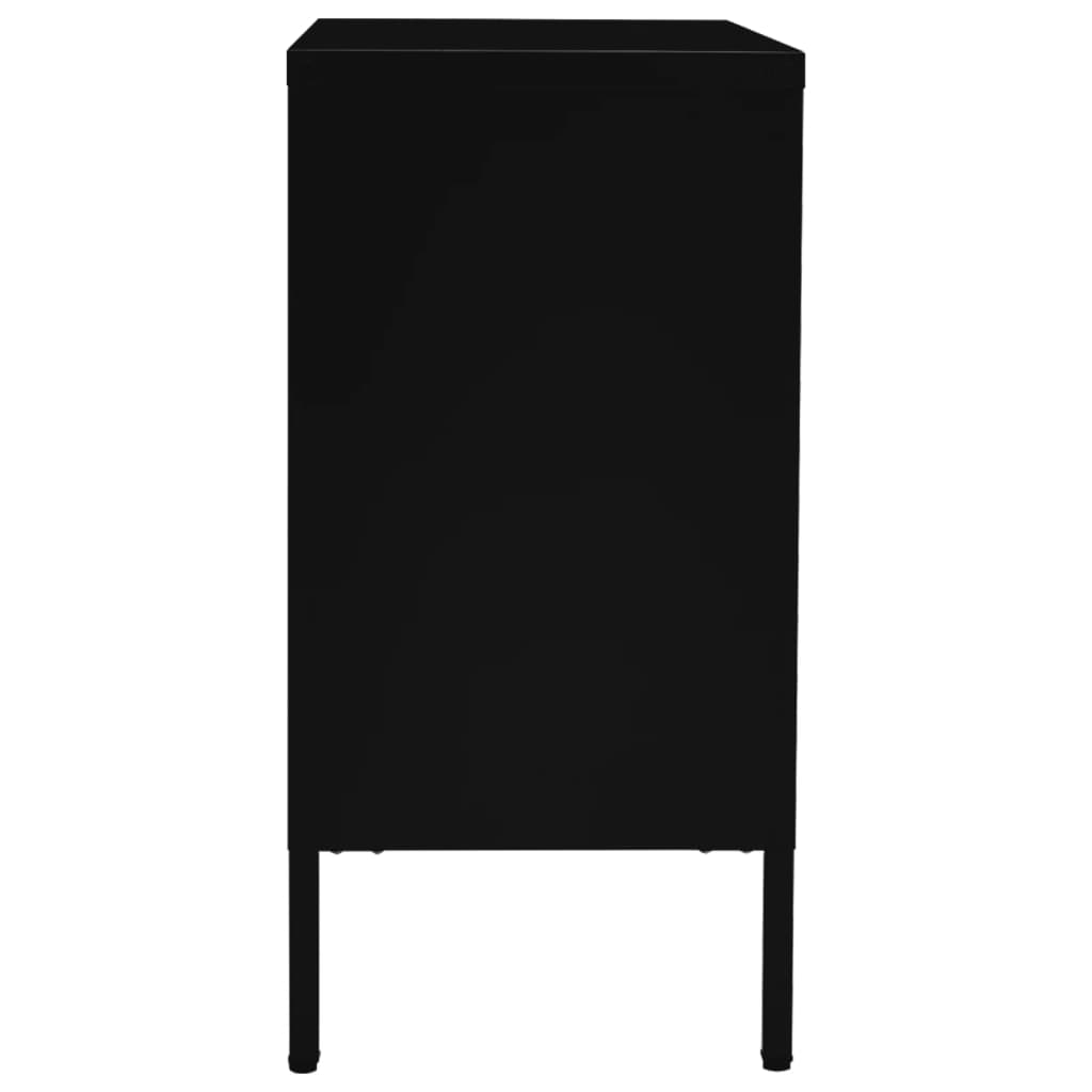 vidaXL Komoda, czarna, 75x35x70 cm, stal i szkło hartowane