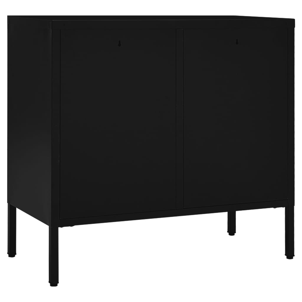 vidaXL Komoda, czarna, 75x35x70 cm, stal i szkło hartowane