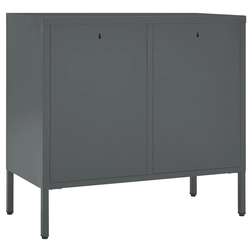 vidaXL Komoda, antracytowa, 75x35x70 cm, stal i szkło hartowane
