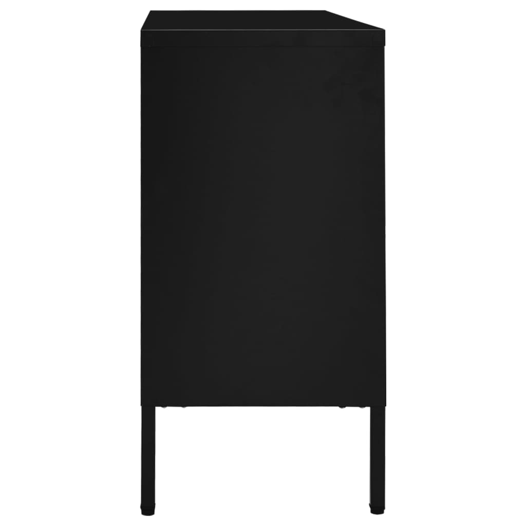 vidaXL Komoda, czarna, 105x35x70 cm, stal i szkło hartowane
