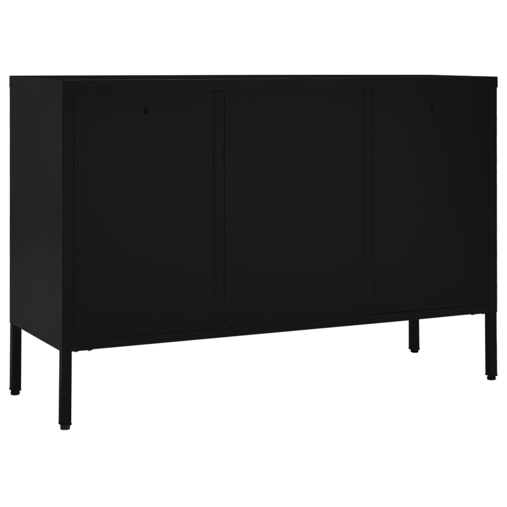 vidaXL Komoda, czarna, 105x35x70 cm, stal i szkło hartowane