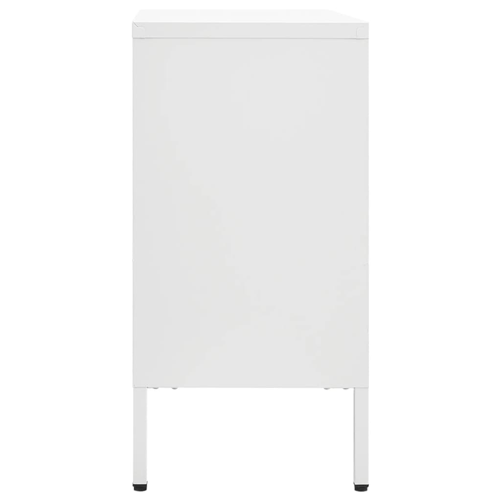 vidaXL Komoda, biała, 105x35x70 cm, stal i szkło hartowane