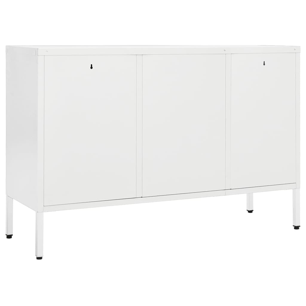 vidaXL Komoda, biała, 105x35x70 cm, stal i szkło hartowane