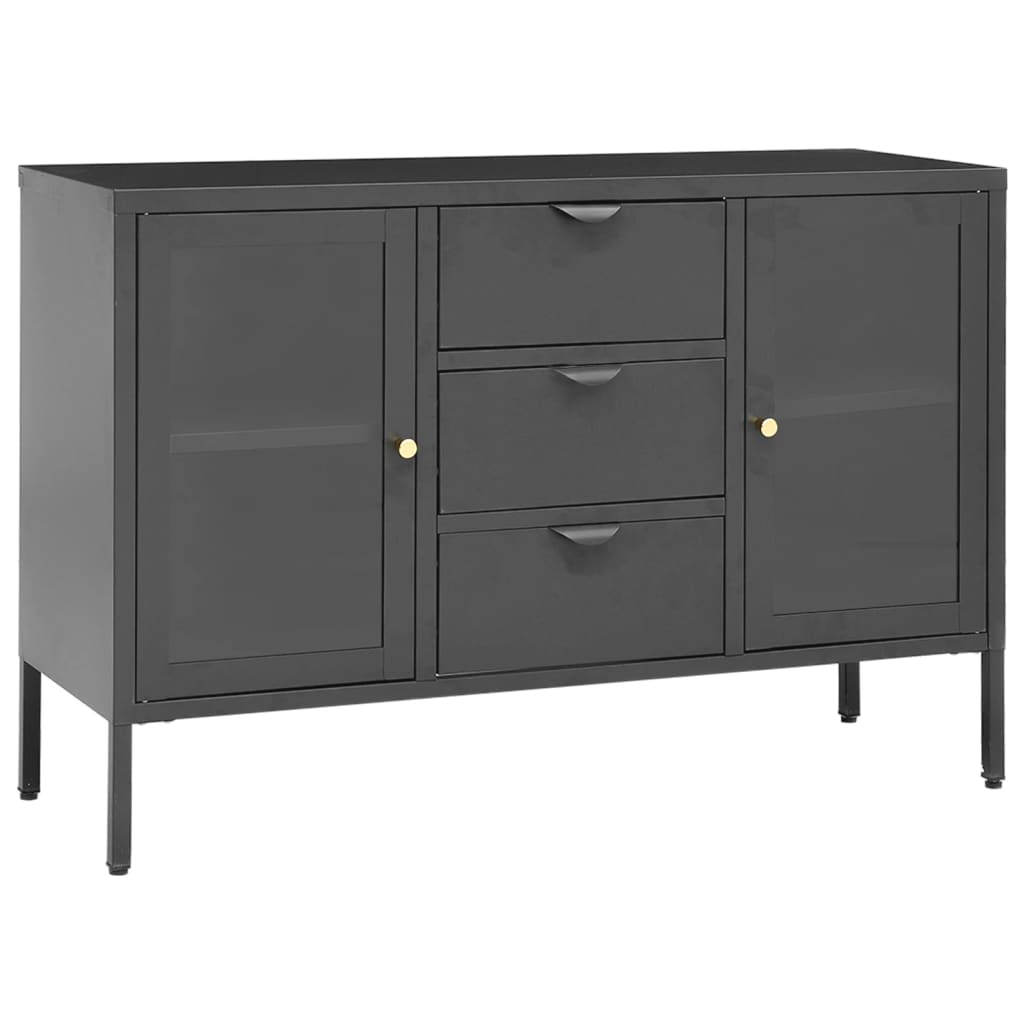 vidaXL Komoda, antracytowa, 105x35x70 cm, stal i szkło hartowane