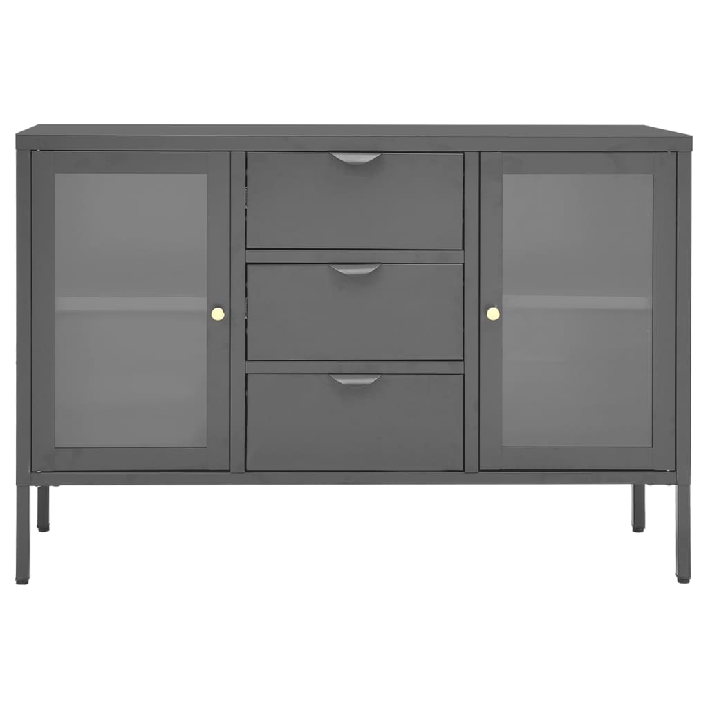 vidaXL Komoda, antracytowa, 105x35x70 cm, stal i szkło hartowane