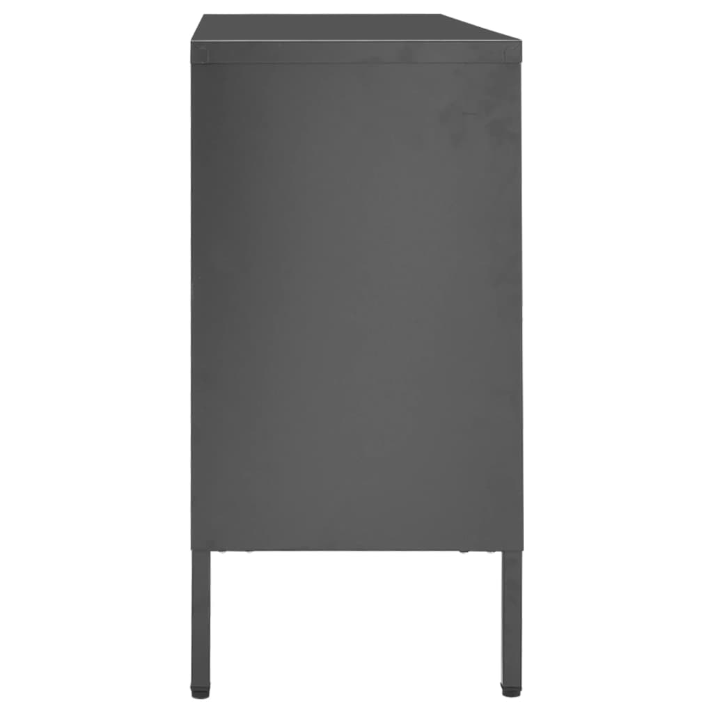 vidaXL Komoda, antracytowa, 105x35x70 cm, stal i szkło hartowane