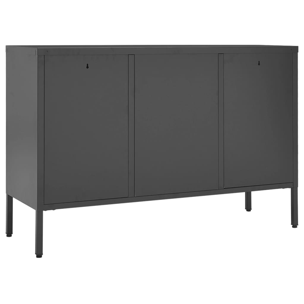 vidaXL Komoda, antracytowa, 105x35x70 cm, stal i szkło hartowane